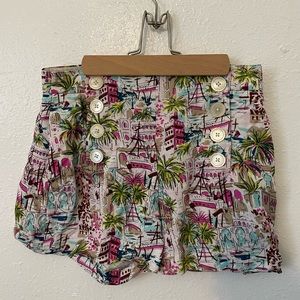 J Crew high waisted print linen shorts